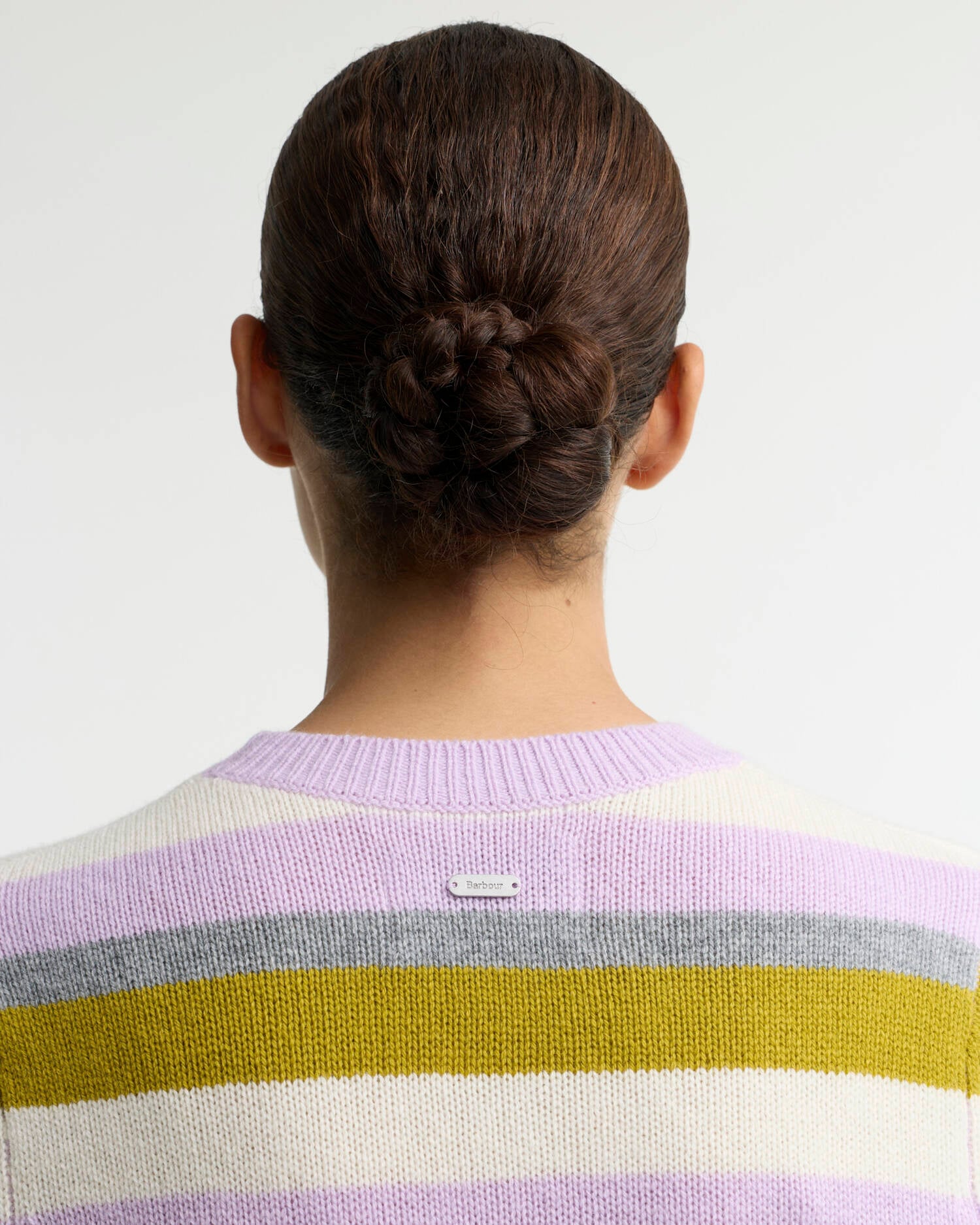 Barbour Pullover Woodhouse Striped Rundhalsausschnitt aus Woll-Kaschmir-Mix Frosted Heather Multi image number 4