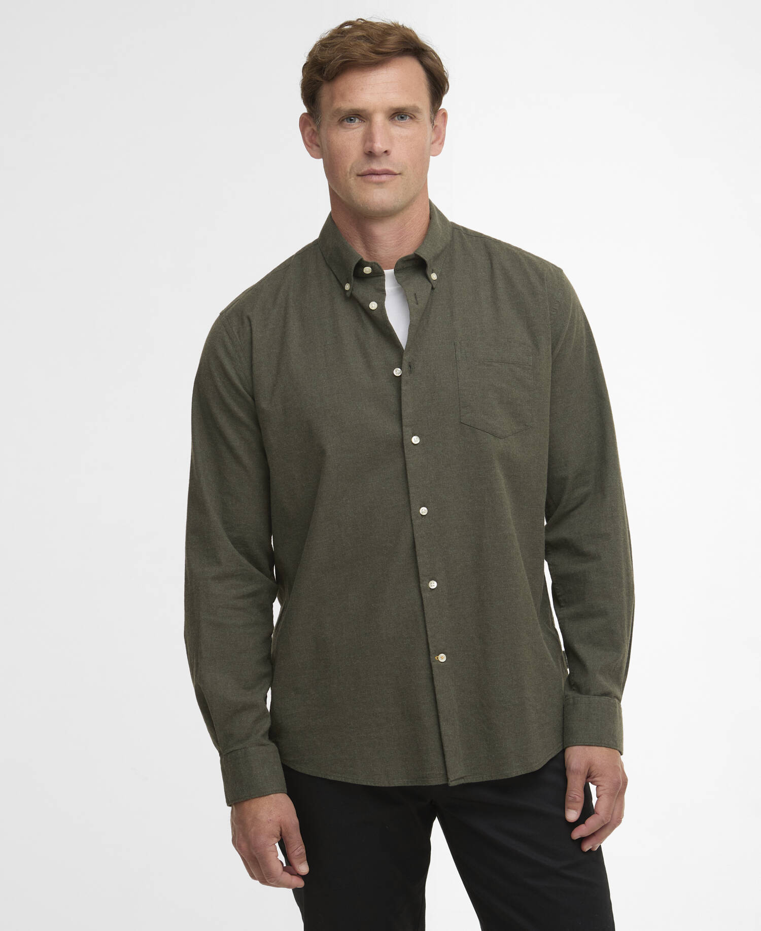 Camicia Aukside dalla vestibilit&agrave; regular Olive Marl image number 0
