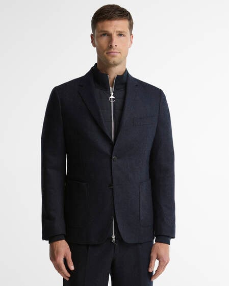 Blazer con motivo a spina di pesce Fairford Navy