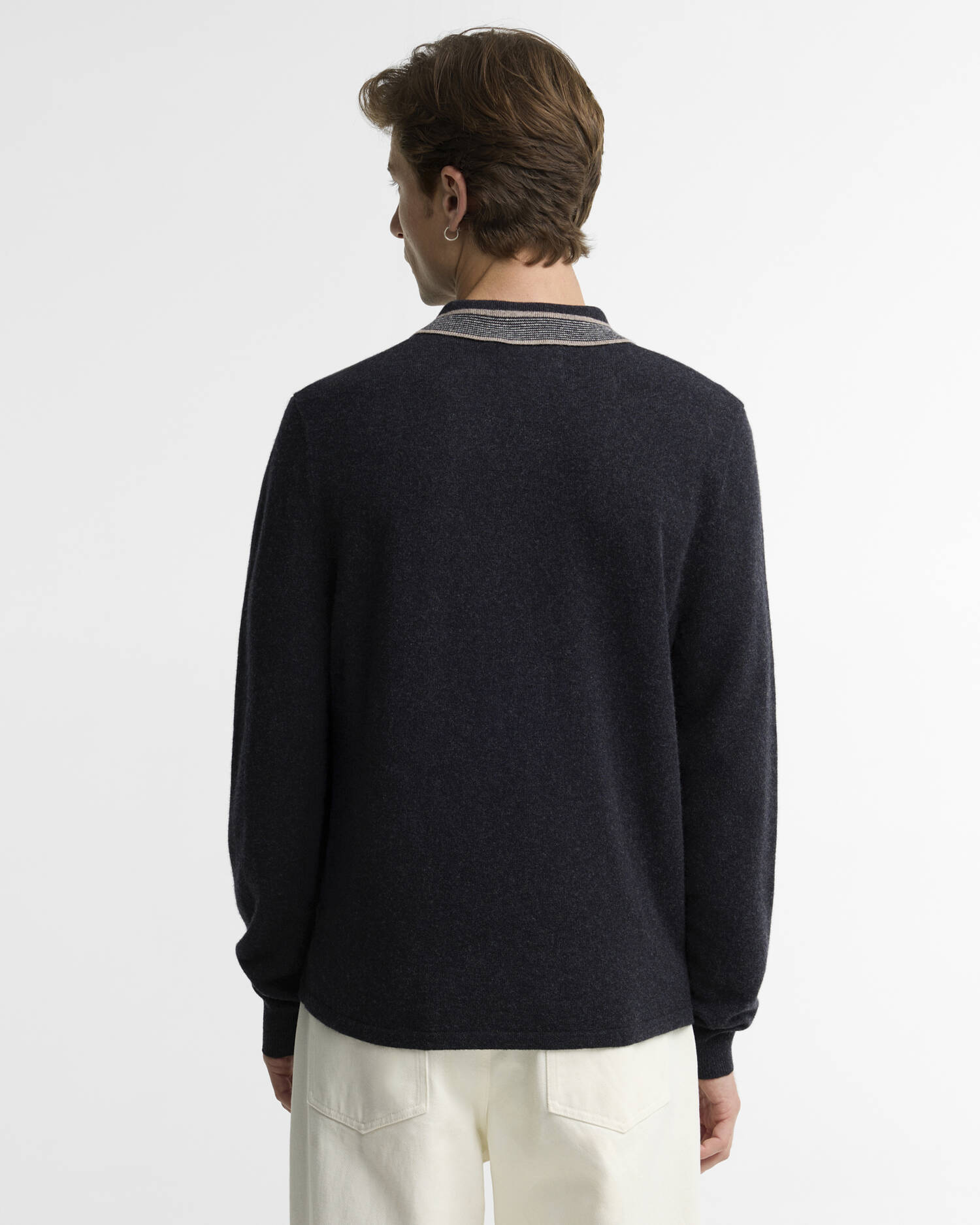 Newport Long-Sleeved Knitted Polo Shirt Black image number 2