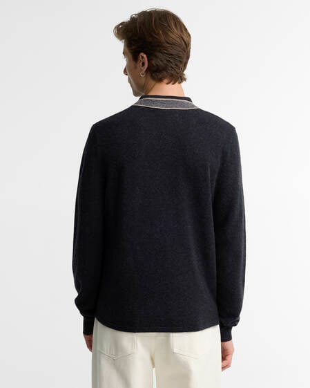 Newport Long-Sleeved Knitted Polo Shirt Black