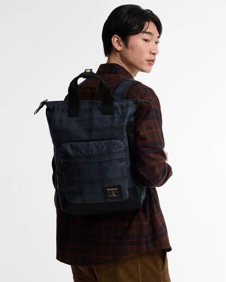 Rucksack Field Waxed Navy Tartan