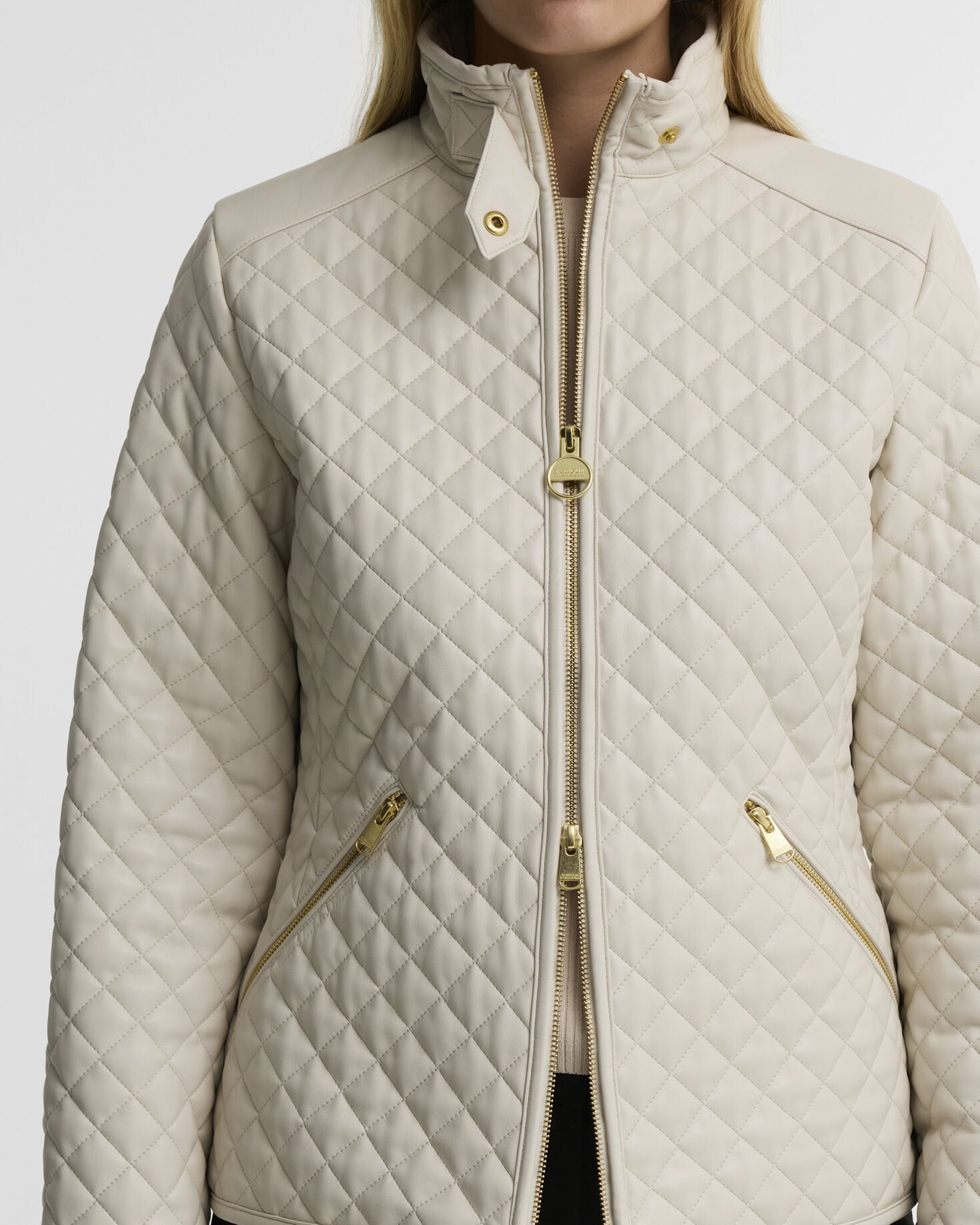 Binetto Faux-Leather Quilted Jacket Moonbeam