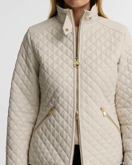 Binetto Faux-Leather Quilted Jacket Moonbeam