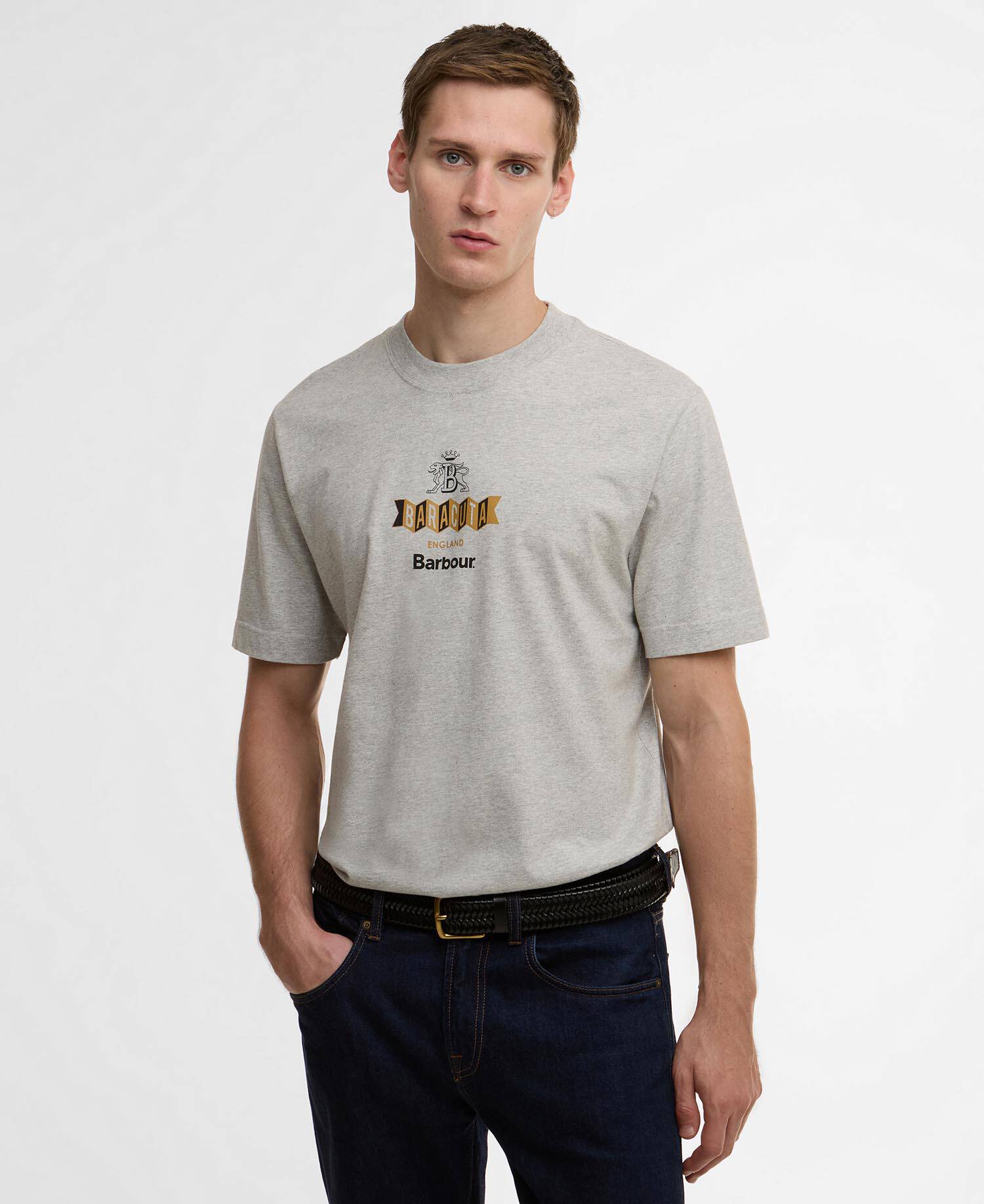 Barbour x Baracuta Vinyl Oversized T-Shirt Grey Marl image number 0