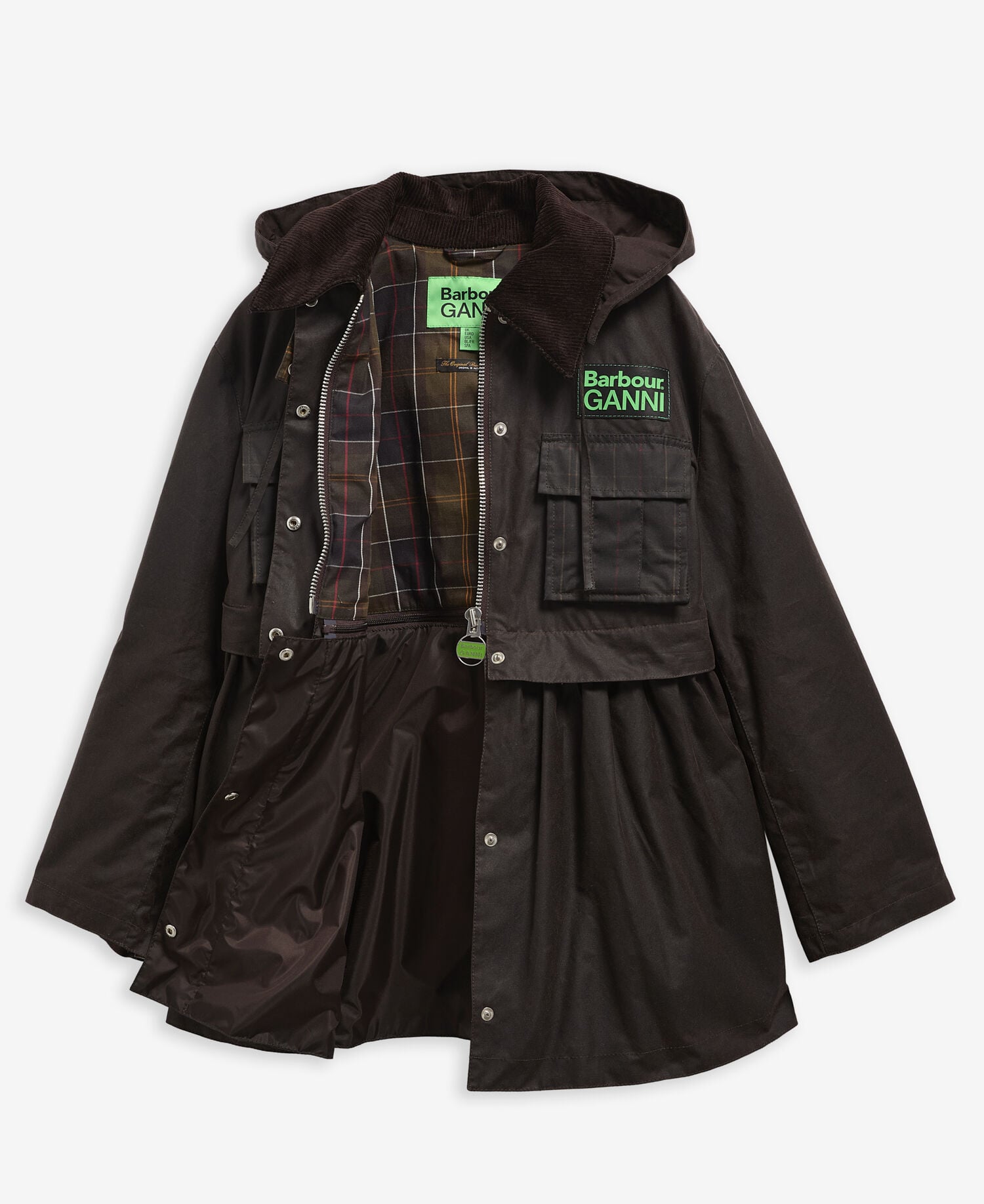 Barbour x GANNI Peplum Waxed Jacket Rustic/Classic Tartan
