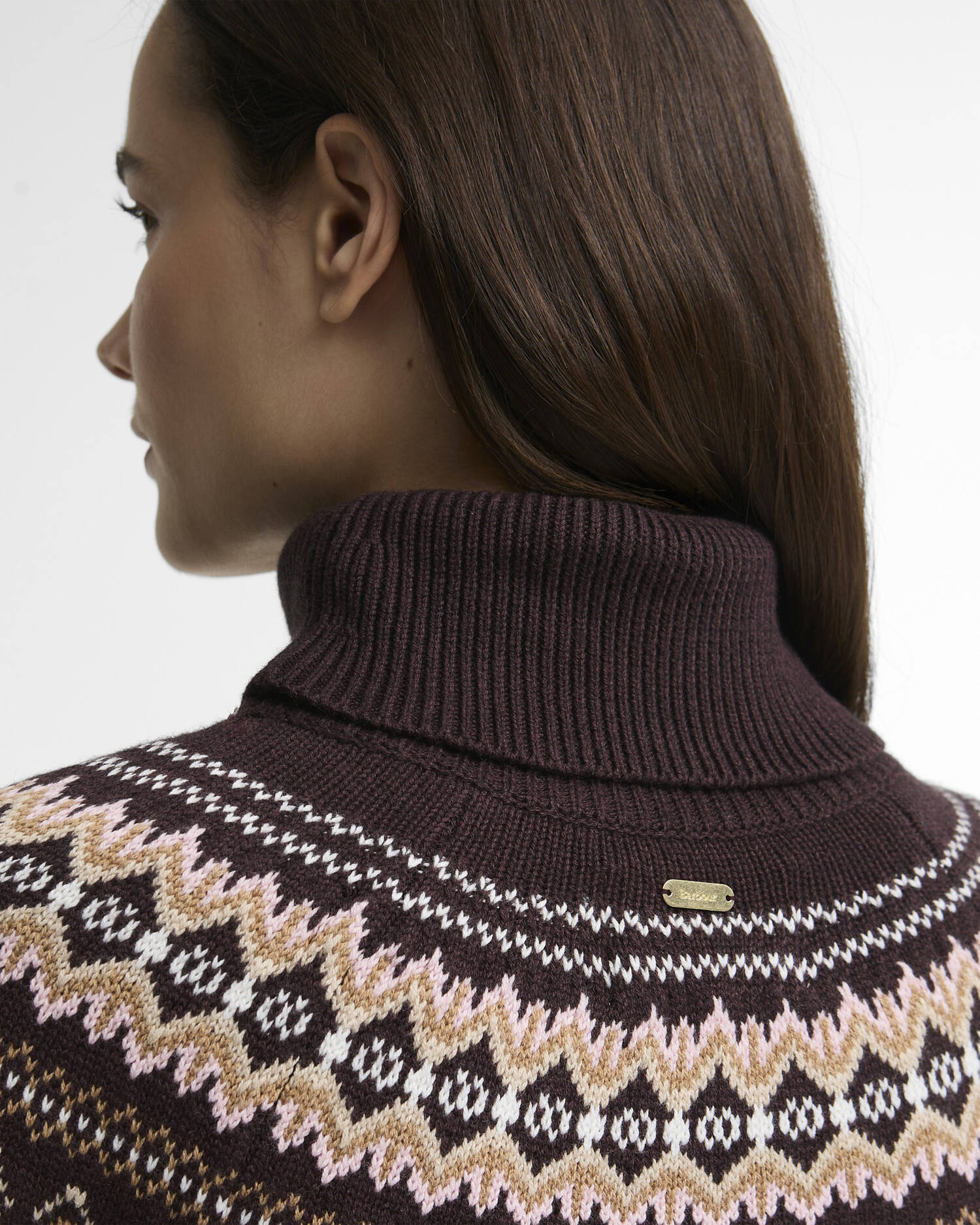 Darwen Fairisle Rollneck Jumper Seal Brown image number 4