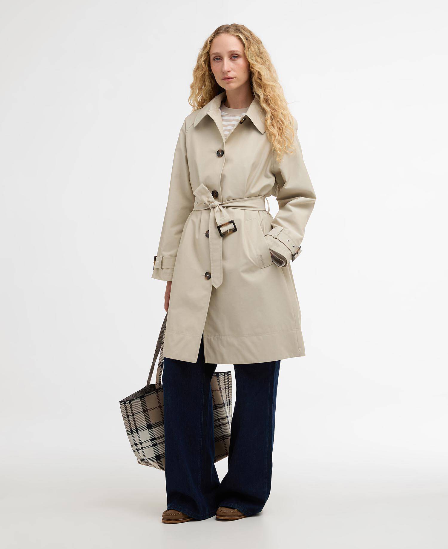 Trenchcoat Maia Showerproof Mist / Dress Navy Tartan image number 0