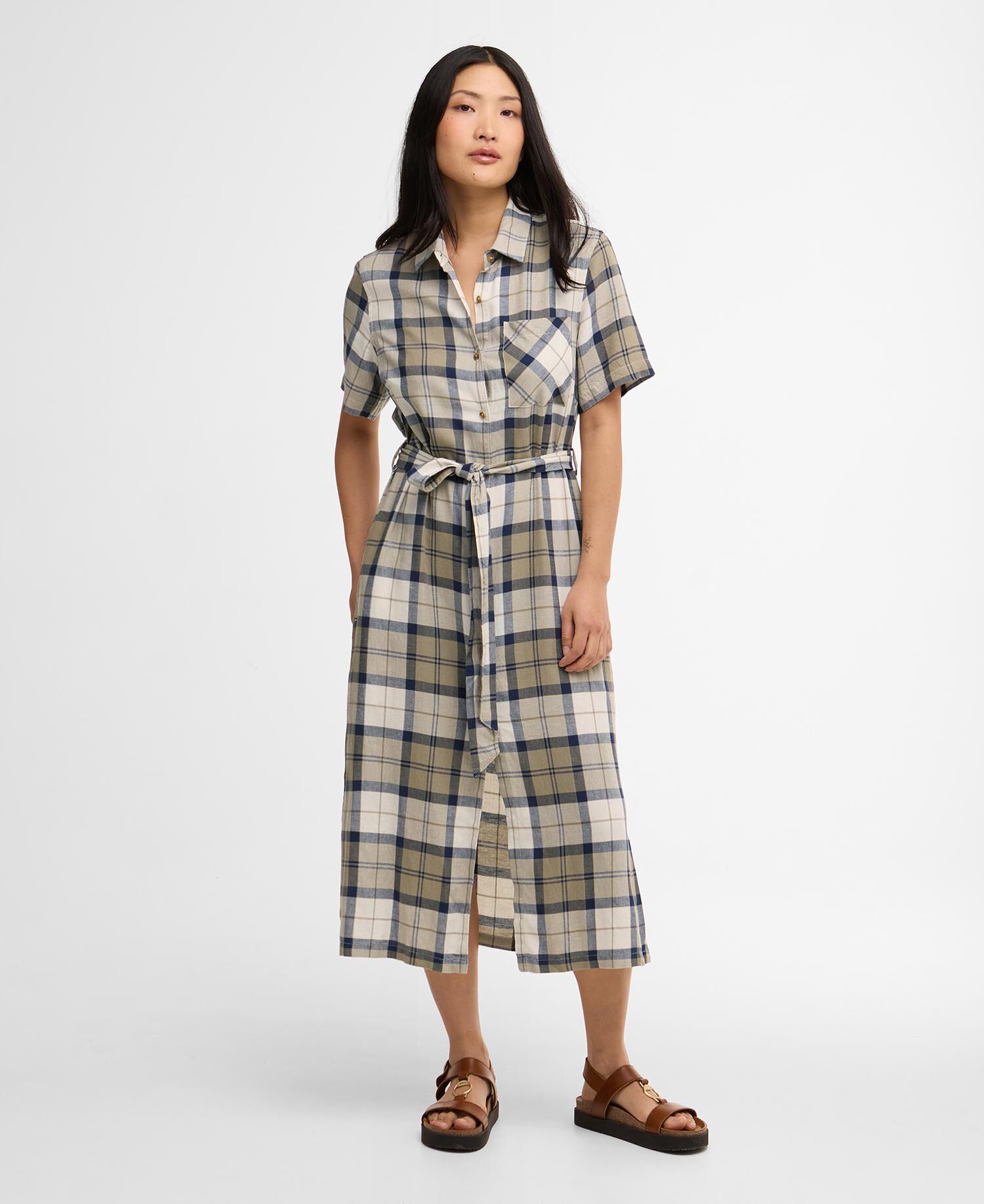 Kleid Fern Tartan Midi Dress Navy Tartan