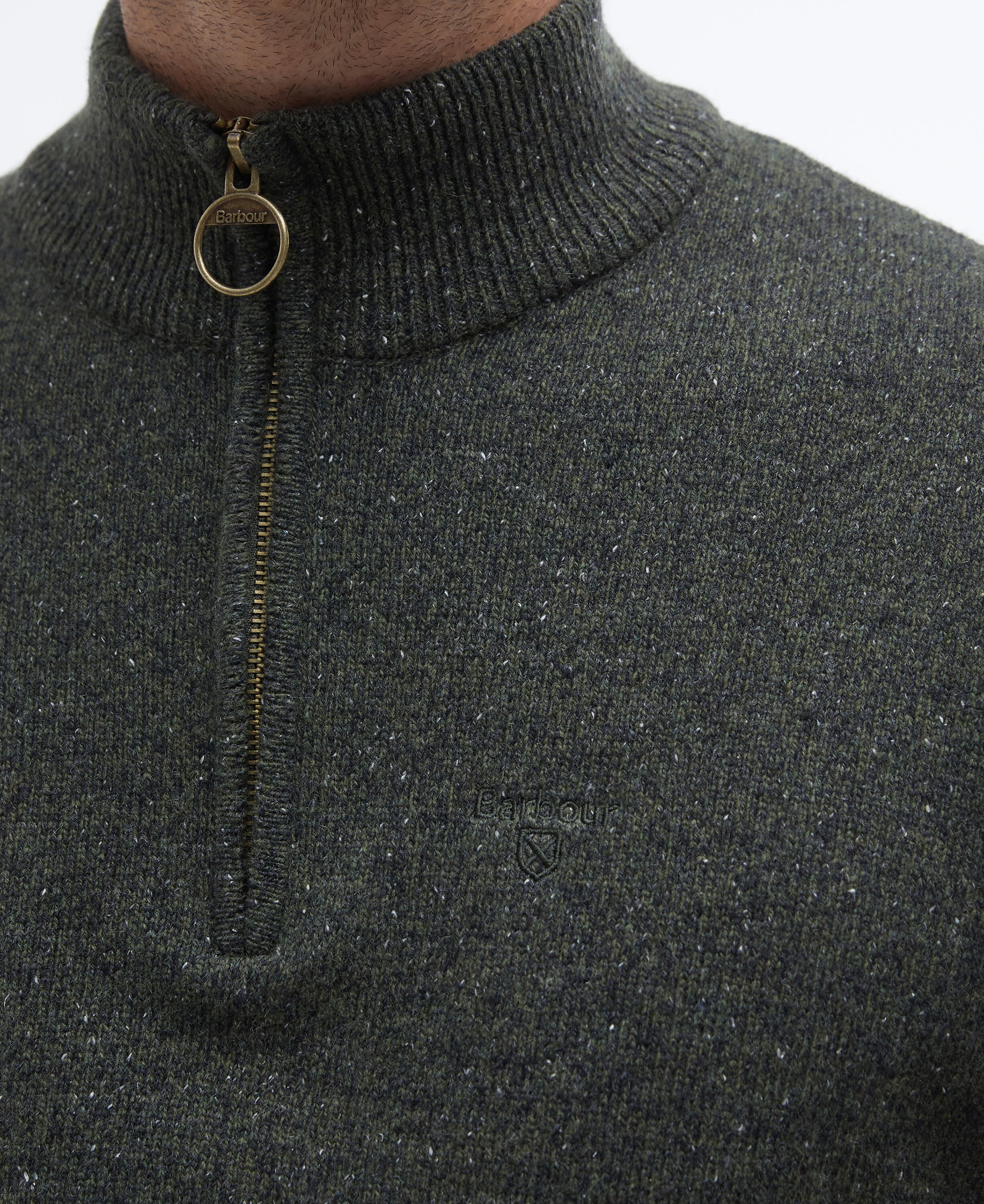 Essential Tisbury Quarter-Zip Jumper Dark Seaweed
