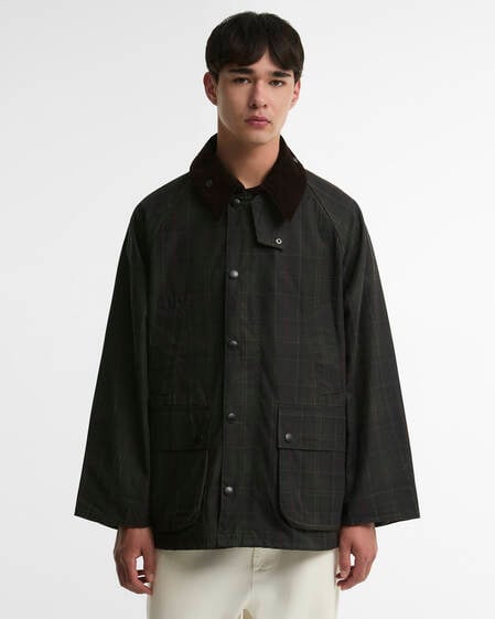 Tartan Oversized Bedale Waxed Jacket Dark Classic