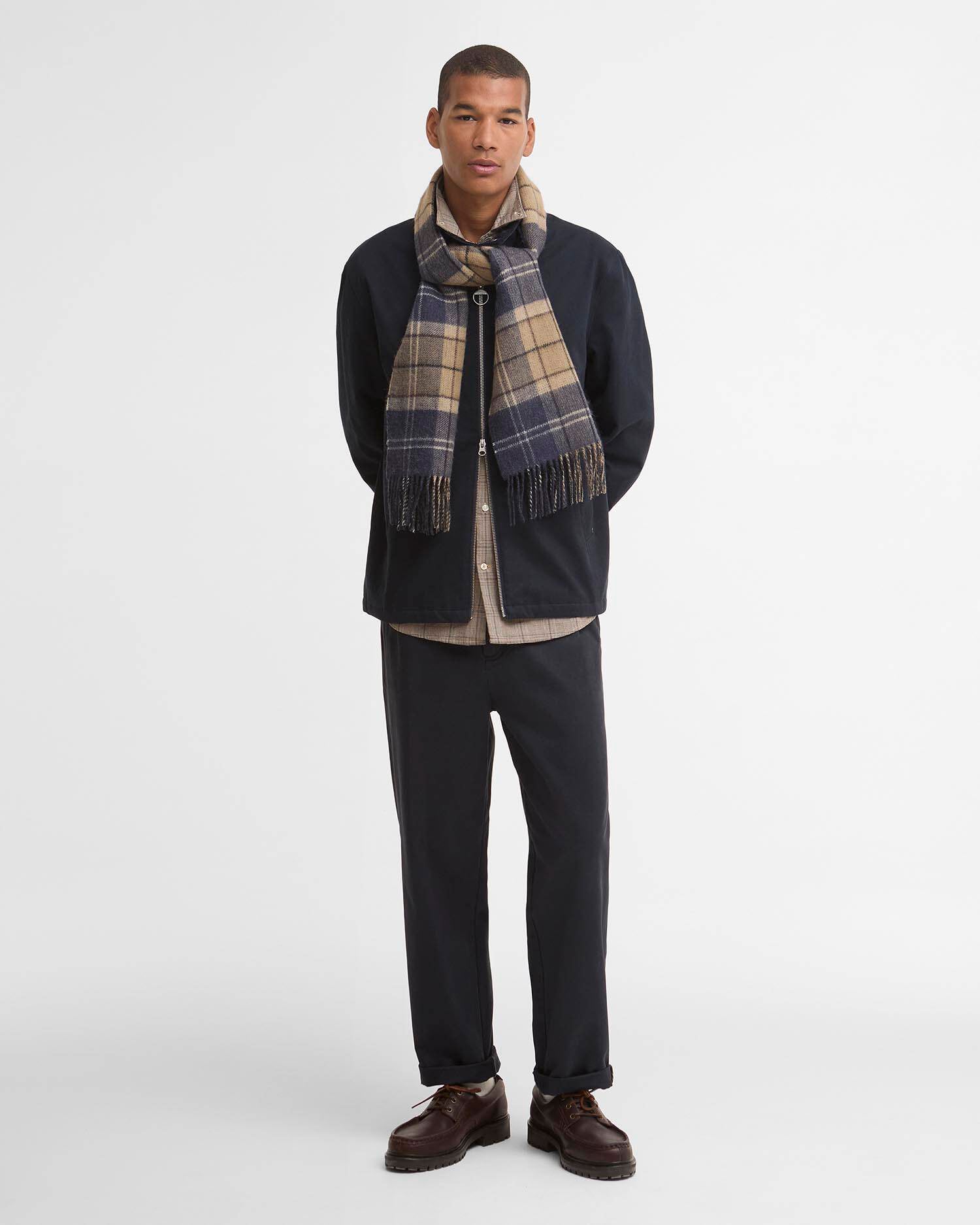 Dramside Reversible Lambswool Scarf Birchwood Dress Tartan image number 1