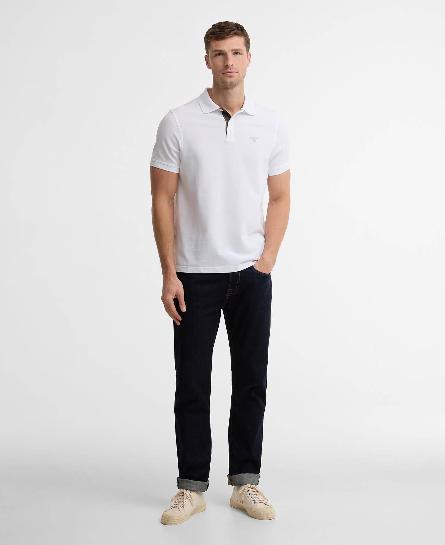 Tartan Pique Polo Shirt White/Classic image number 1