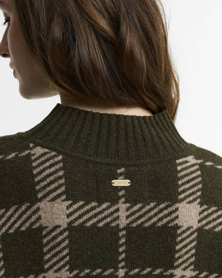 Delilah Tartan Wool Jumper Olive Multi