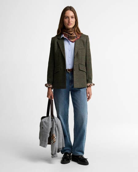 Blazer leggermente aderente Browning Olive Prince Of Wales Check