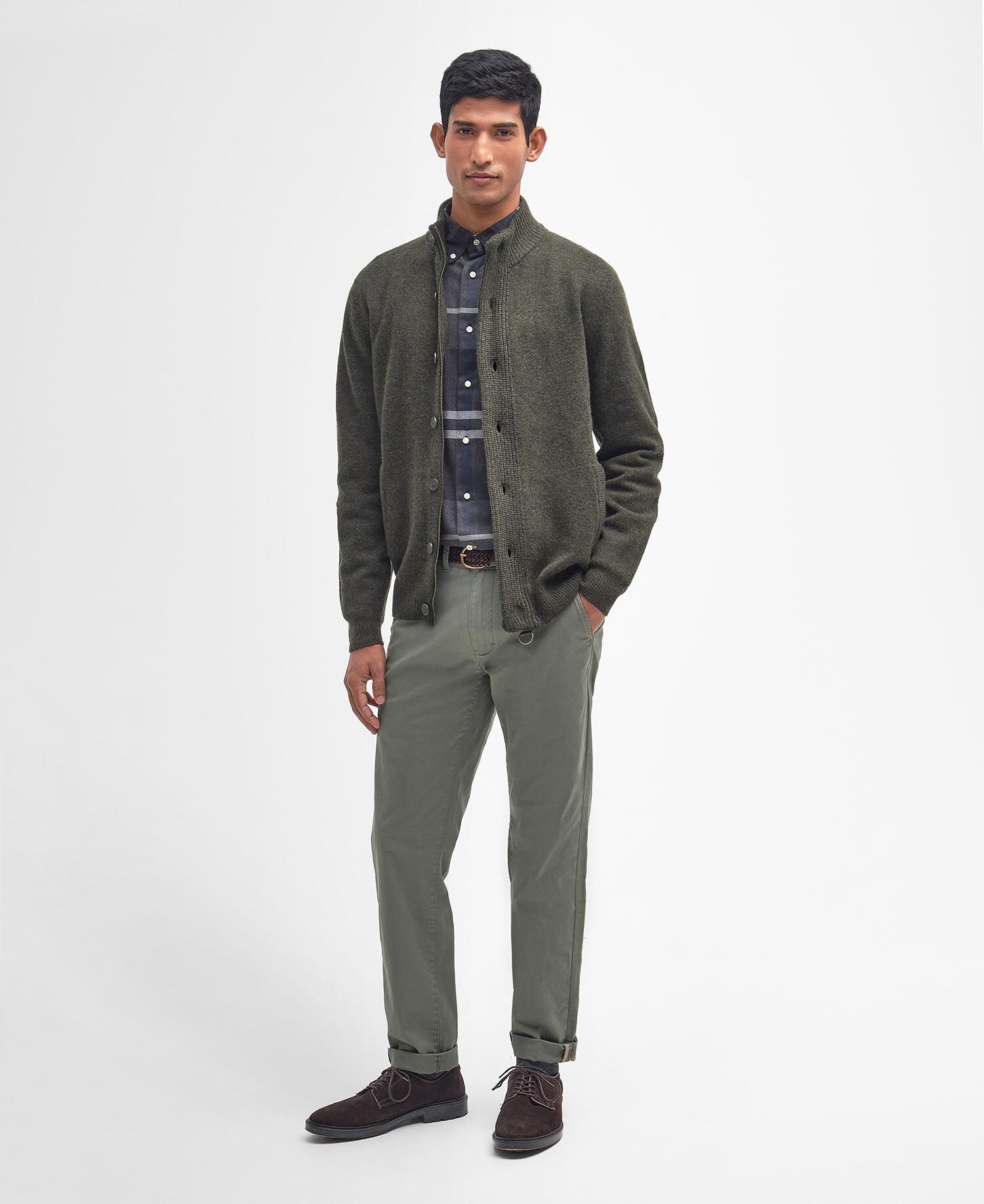 Essential Elbow-Patch Cardigan Seaweed