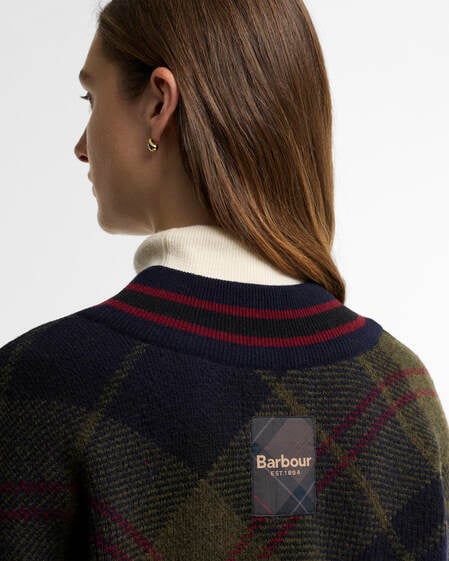 Barbour Wollpullover Shae Tartan V-Ausschnitt Shadow Classic Tartan
