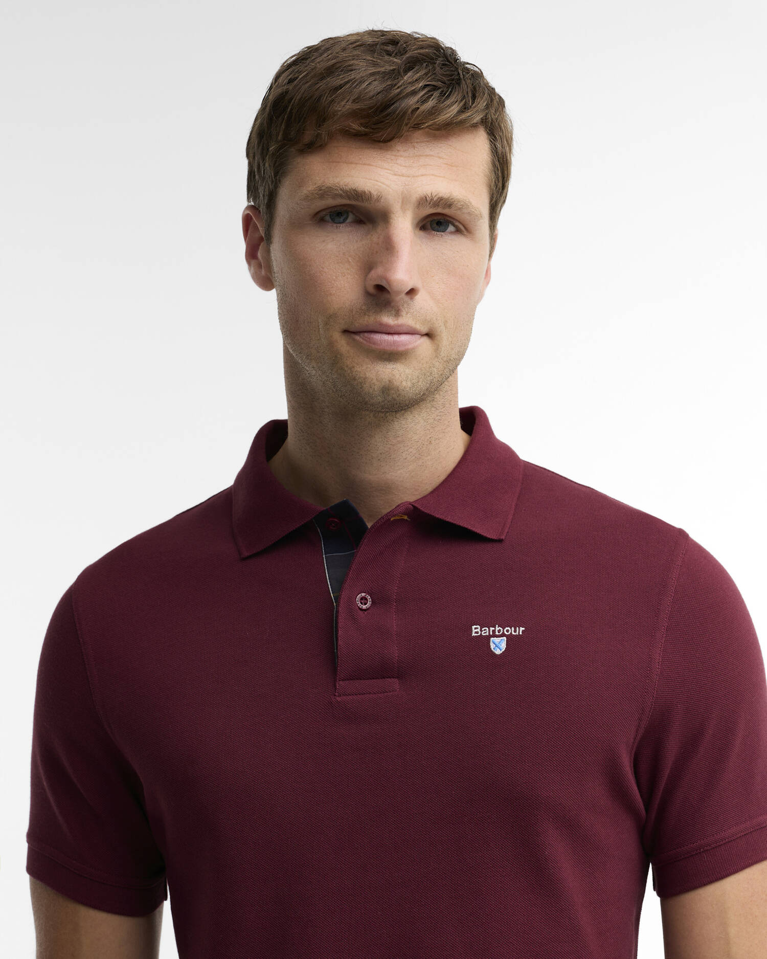 Tartan Pique Polo Shirt Ruby image number 3