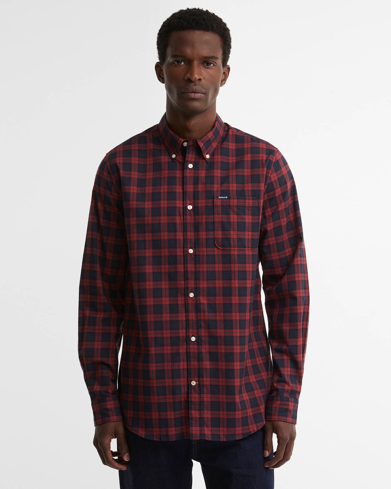 Windsor Tailored Checked Long-Sleeved Shirt Red image number 0