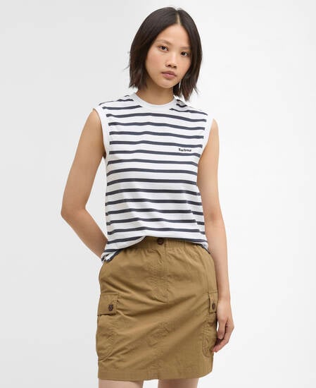 Debbie Striped Sleeveless Top India Ink Stripe