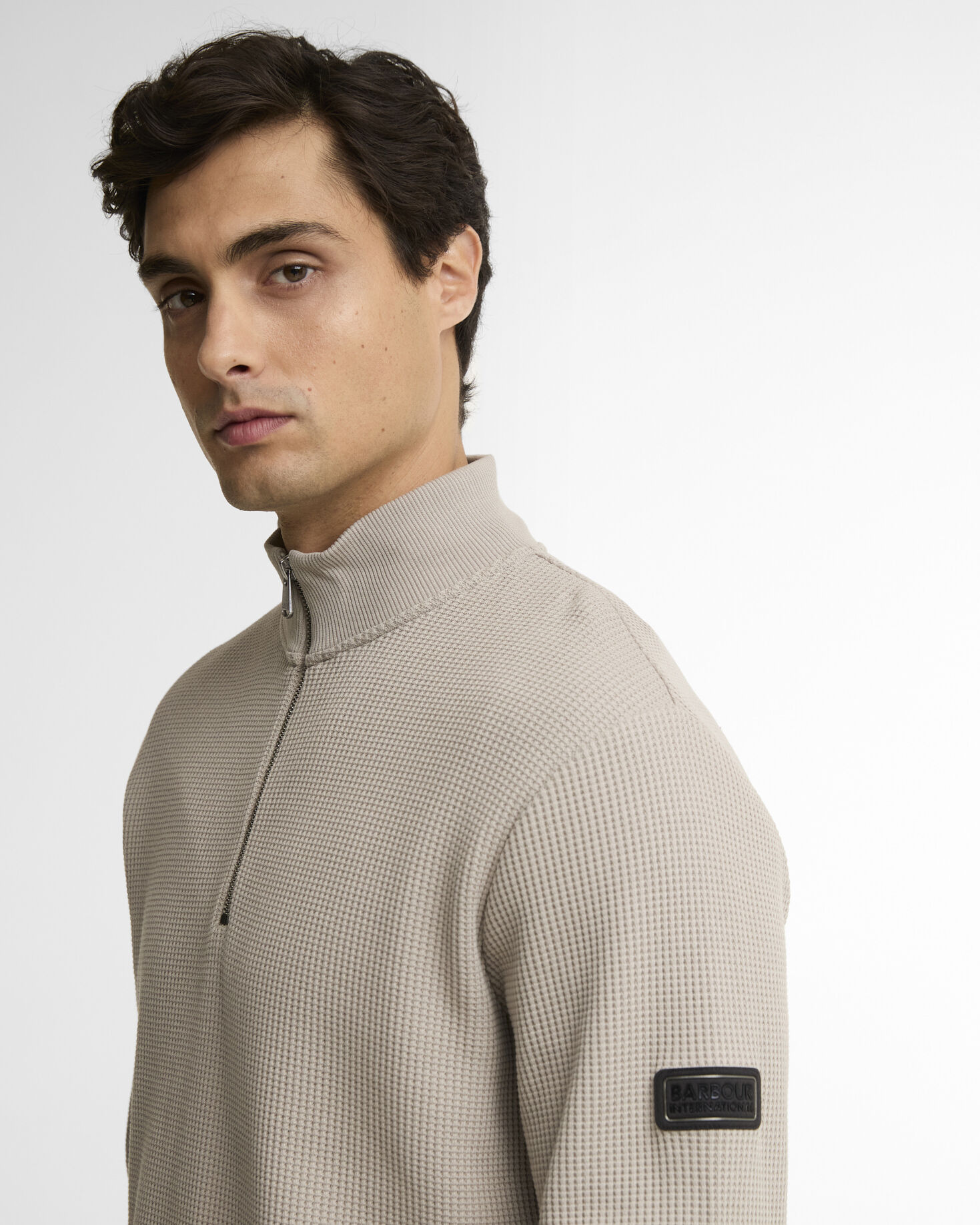 Felpa Curve con mezza zip Concrete