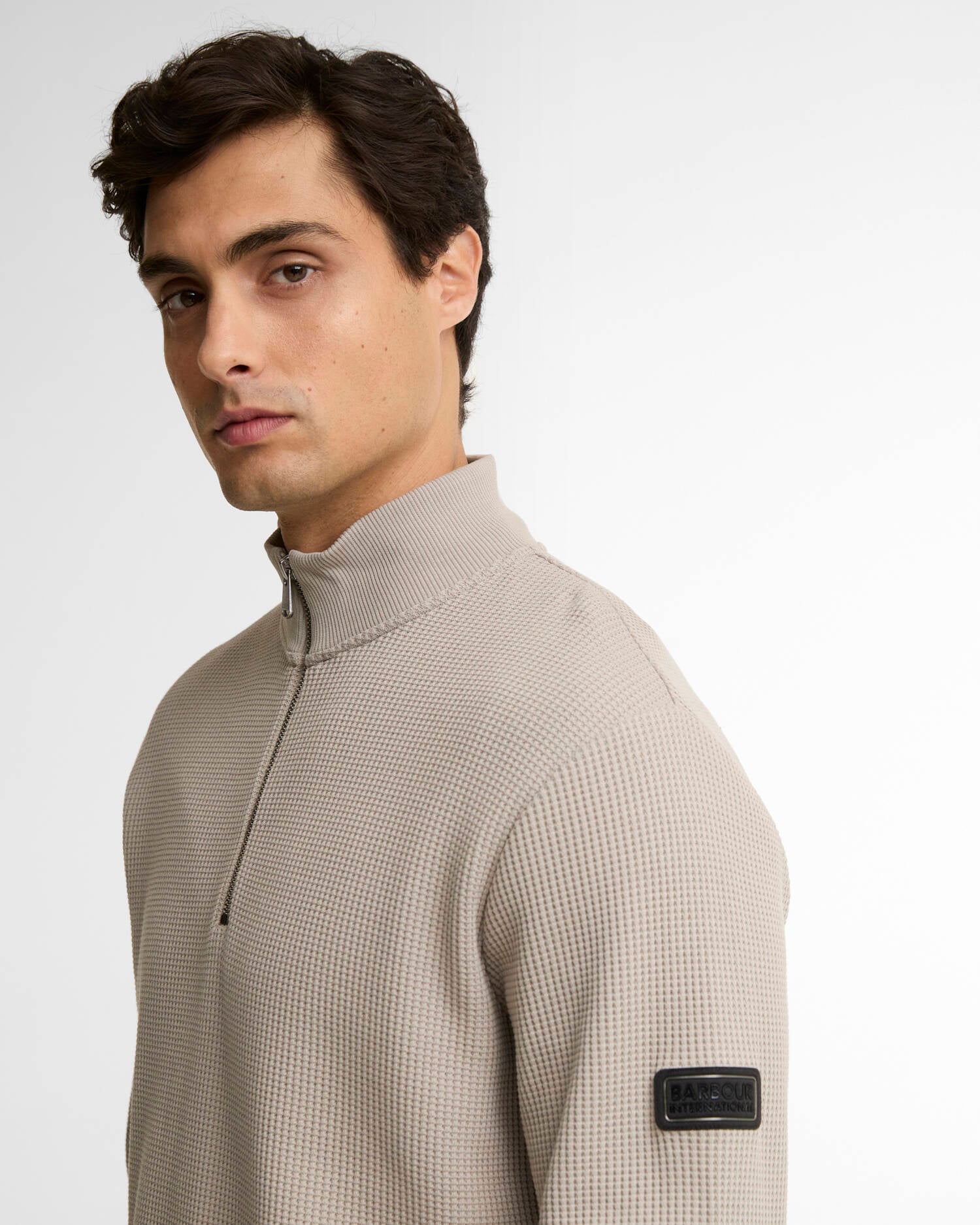 Felpa Curve con mezza zip Concrete image number 3