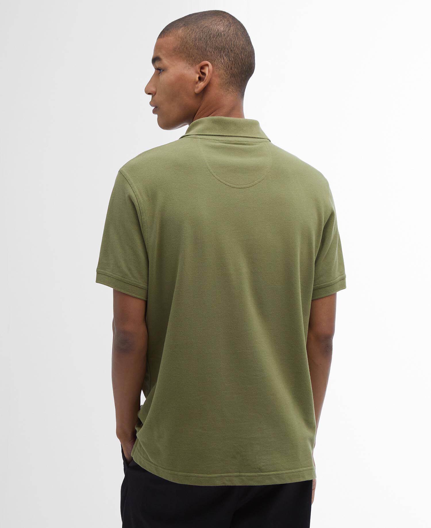 Tartan Pique Polo Shirt Burnt Olive image number 2