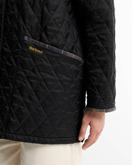 Giacca trapuntata Modern Liddesdale con colletto in tartan Icons Black/Classic