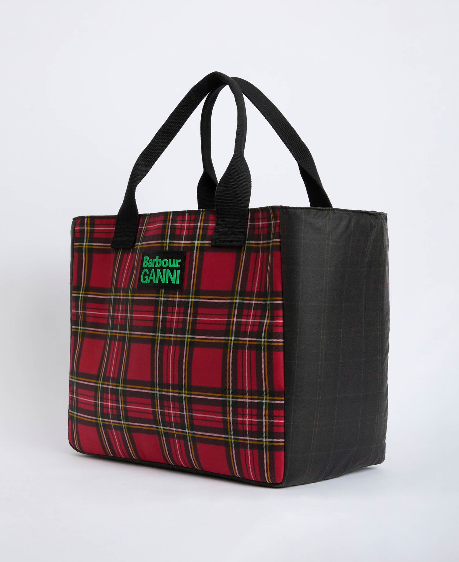 Barbour x GANNI Waxed Tote Bag Classic/Royal Stewart Tartan image number 1