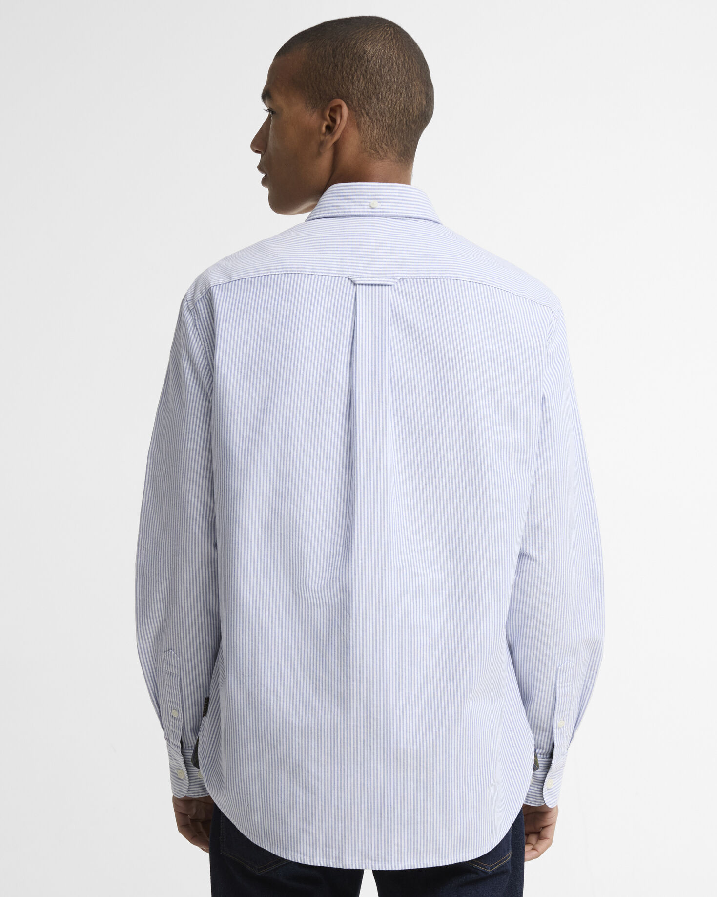 Striped Authentic-Fit Long-Sleeved Shirt Blue