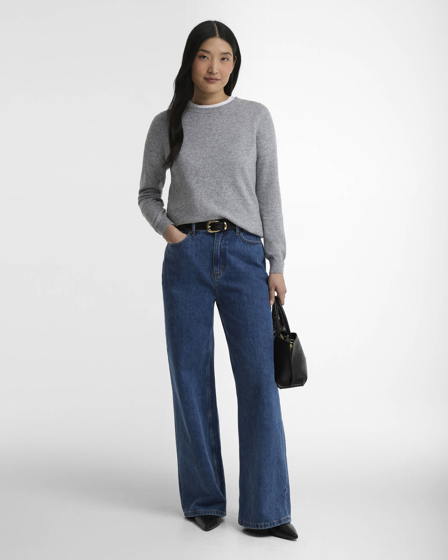 Pendle Crew Neck Jumper Grey Marl/Birchwood Tartan image number 1