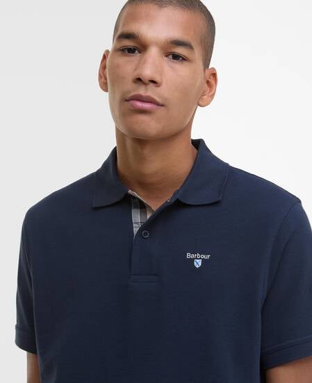 Tartan Pique Polo Shirt New Navy