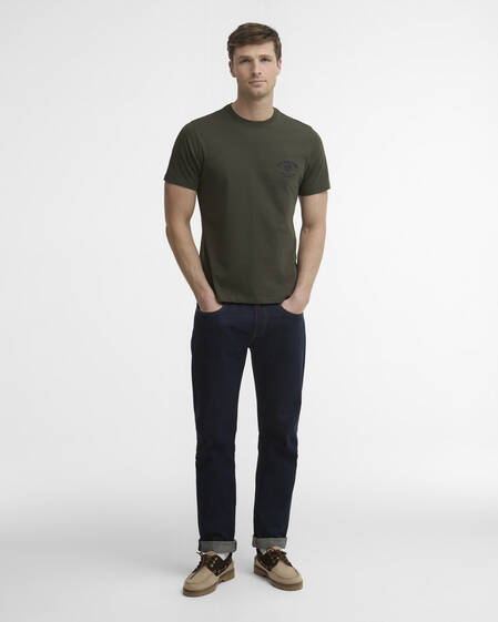 T-shirt leggermente aderente con scudo in tartan Sage