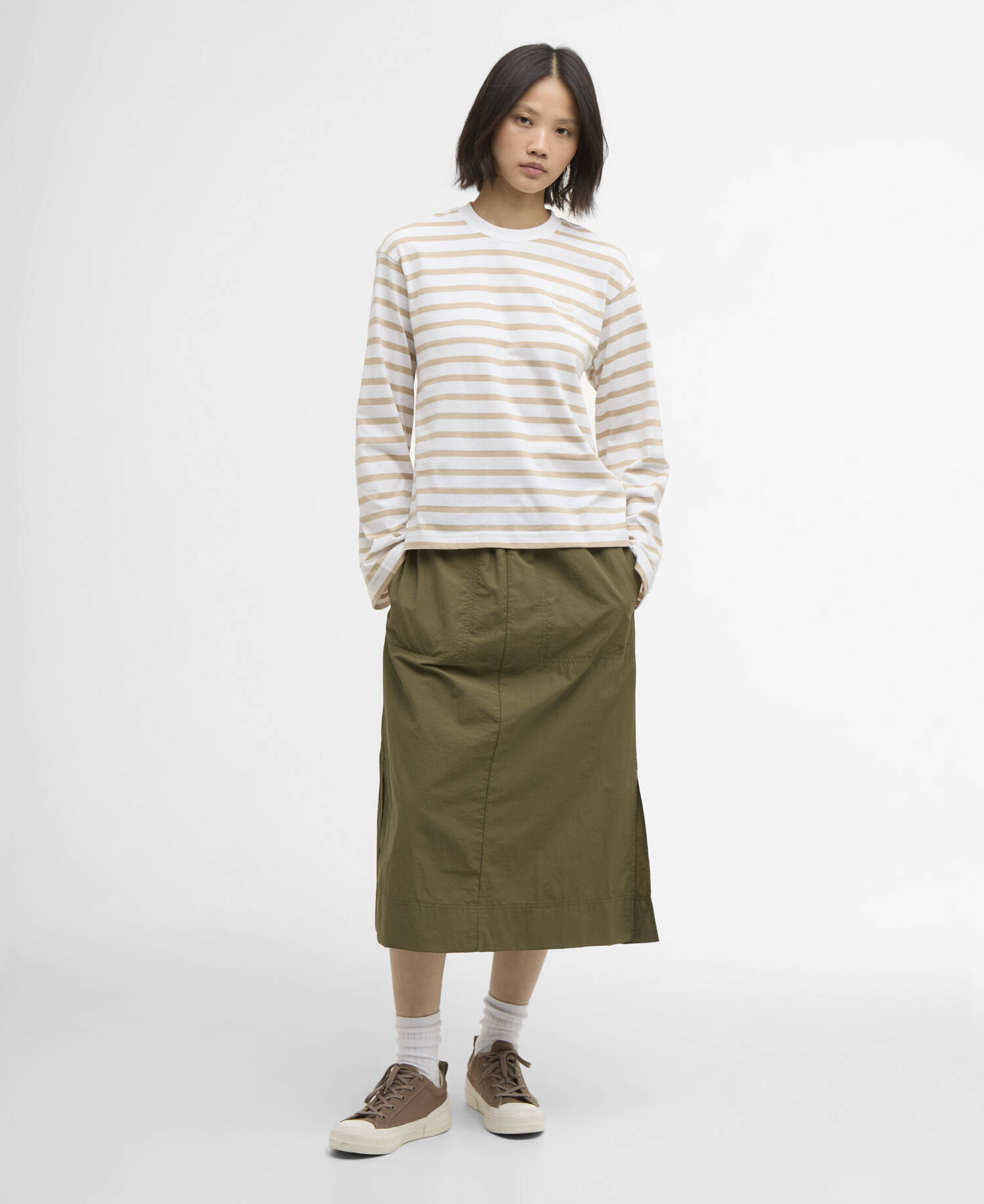 Top con motivo a righe Maureen Pale Khaki Stripe image number 1