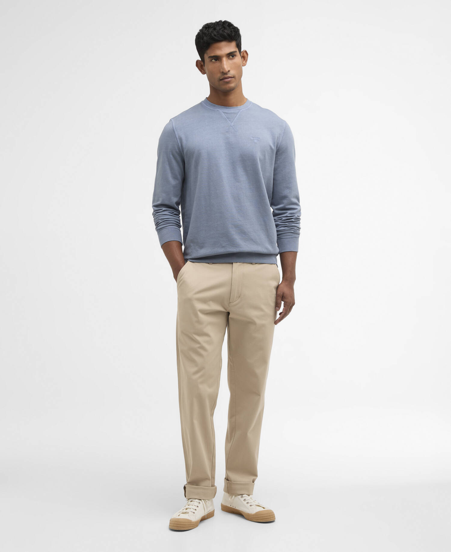Washed Tartan Crew Neck Sweatshirt Washed Blue image number 1