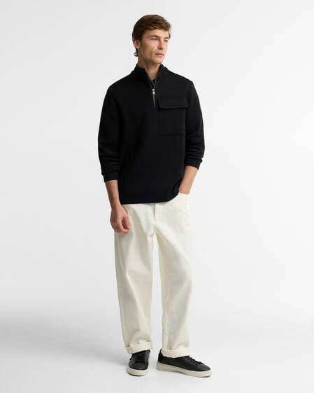 Burley Cotton-Merino Half-Zip Jumper Black