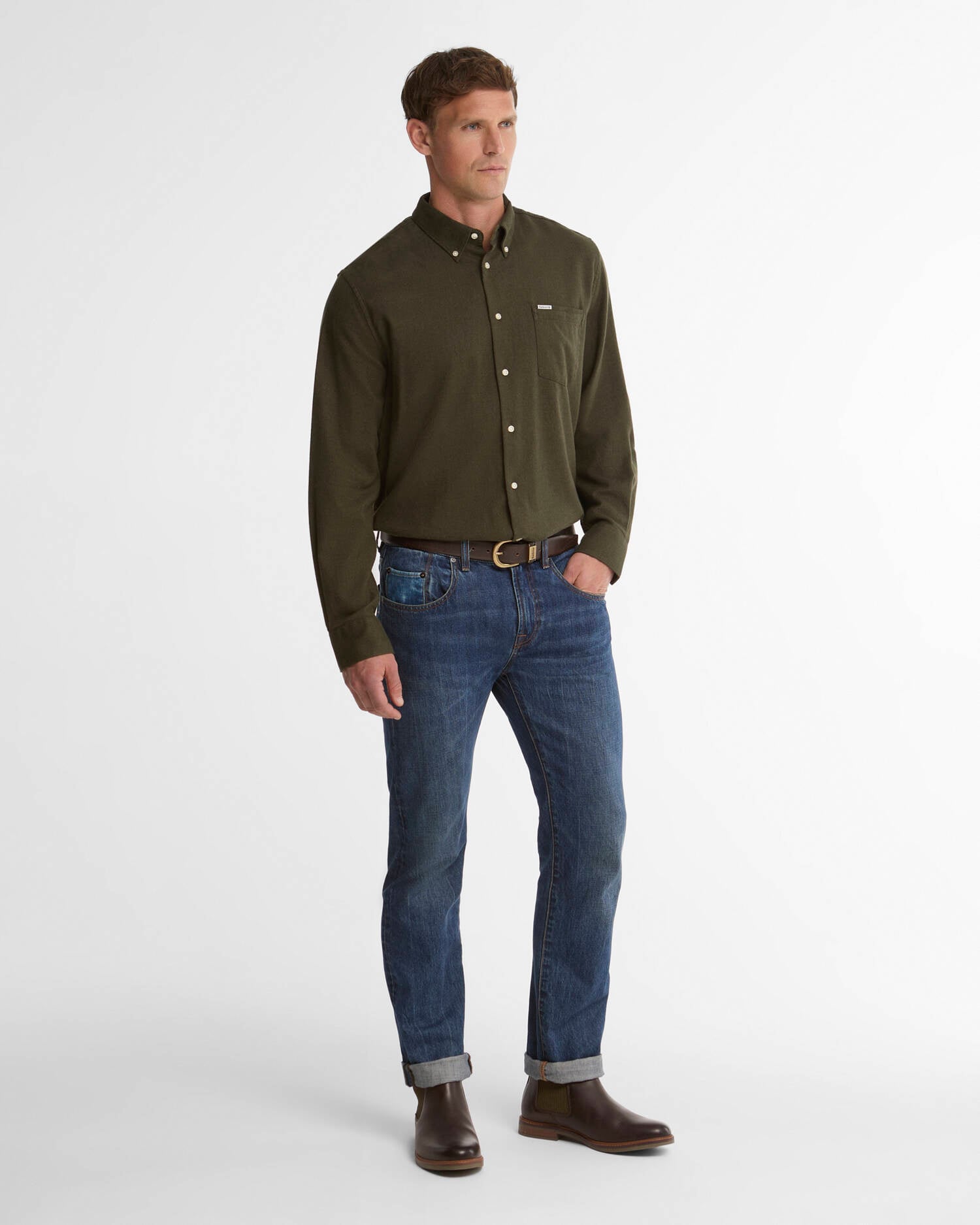 Barbour Hemd Sparrowhill Regular Fit Olive image number 1