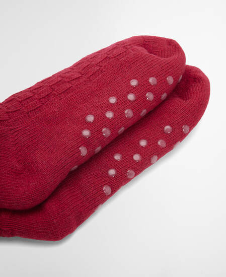 Cable Knit Lounge Socks Red