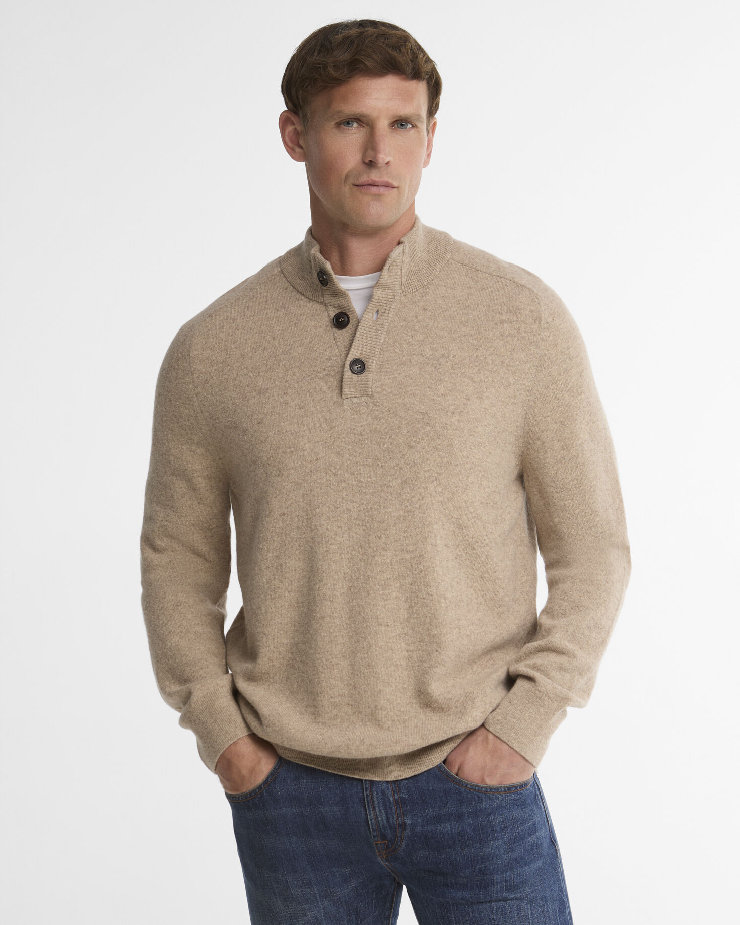 Briggs Half-Button Jumper Military Brown