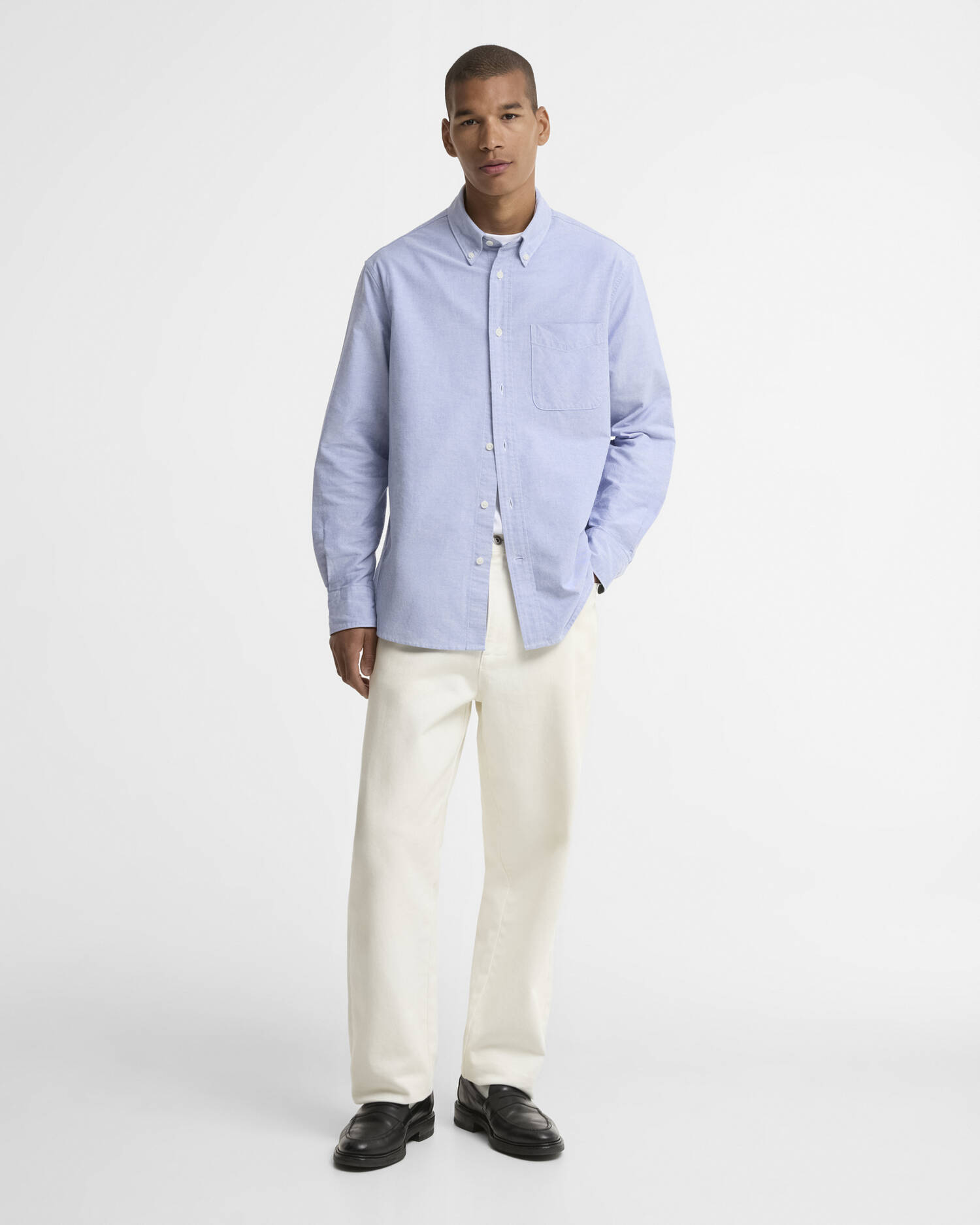 Oxford Authentic-Fit Long-Sleeved Shirt Blue image number 1