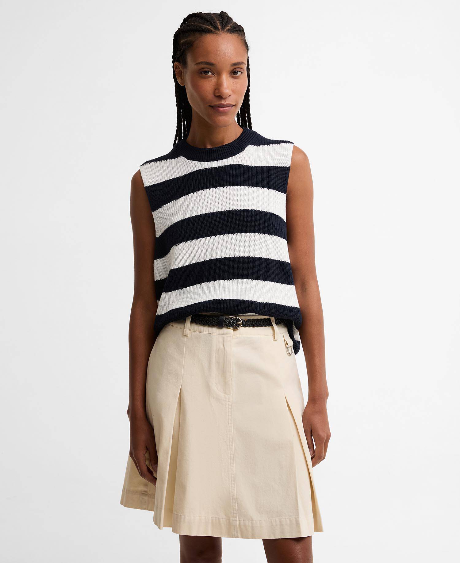 Cartmel Striped Knitted Vest Dark Navy Stripe image number 0