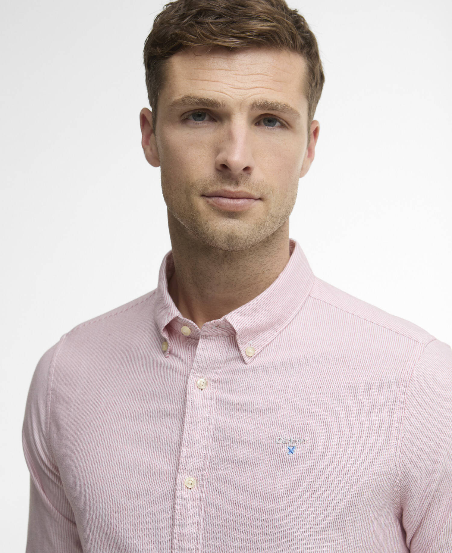 Striped Oxford Tailored Long-Sleeved Shirt Red image number 3