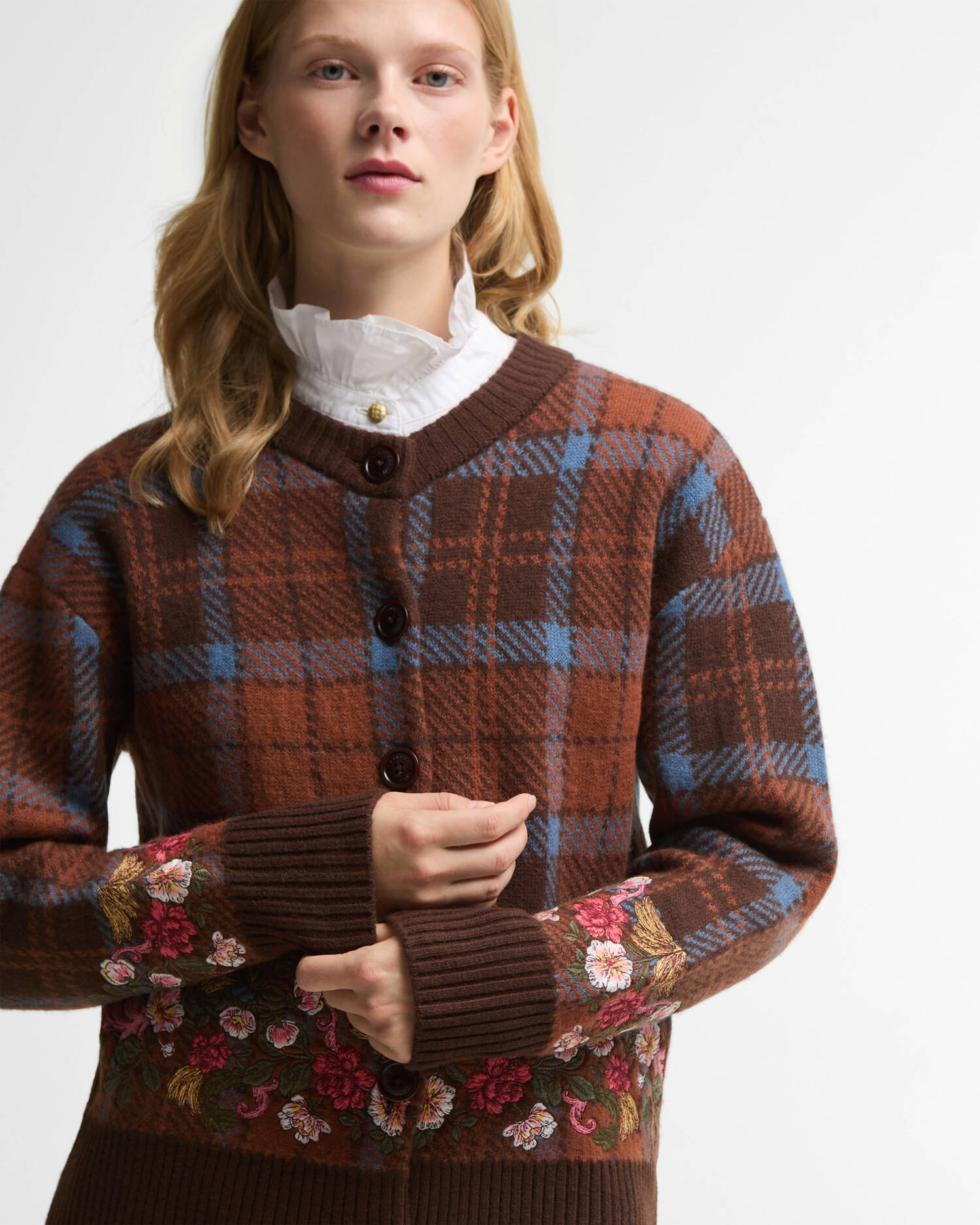Barbour FARM Rio Angelonia Wool Cardigan Tropical Tea image number 3