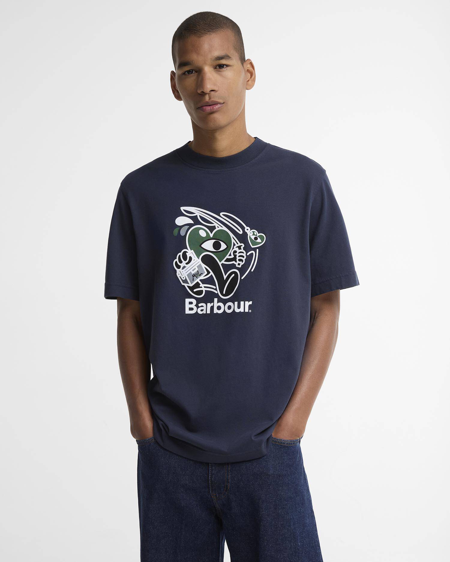 T-shirt Gone Fishing con vestibilit&agrave; comoda Barbour x Mul Navy image number 0
