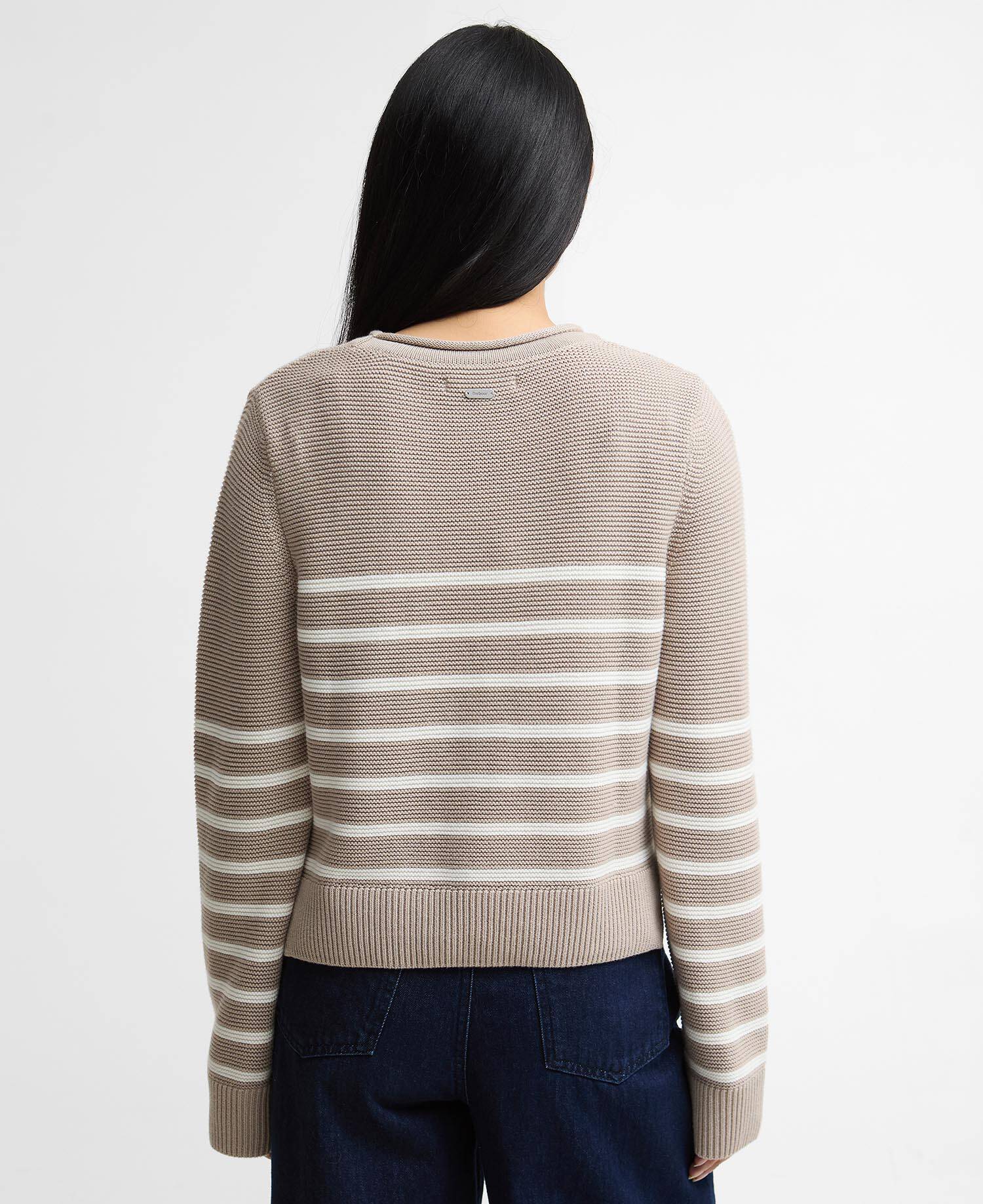 Hinton Striped Crew Neck Jumper Light Sand Stripe image number 2
