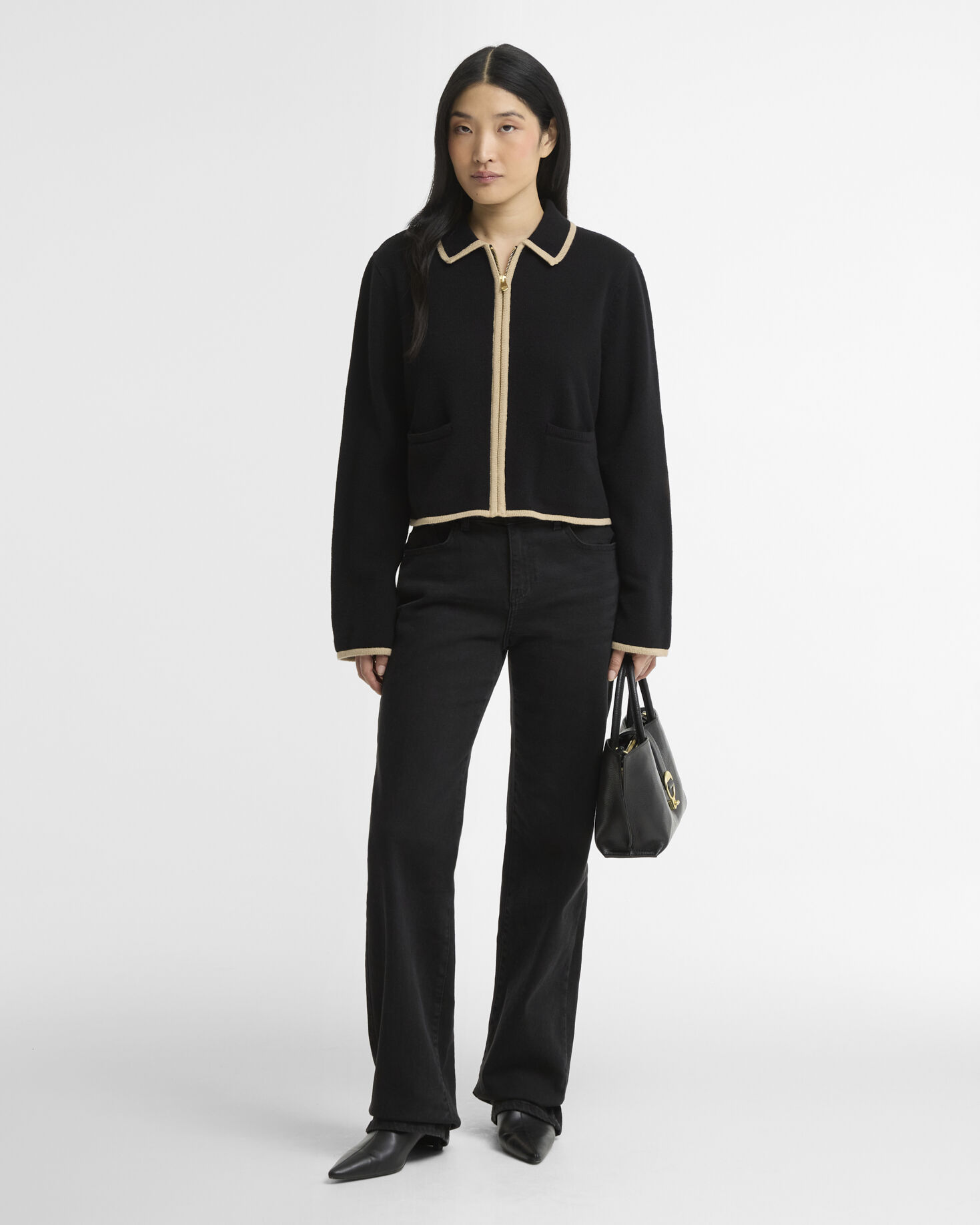 Cardigan Amryn in lana con chiusura a zip Black