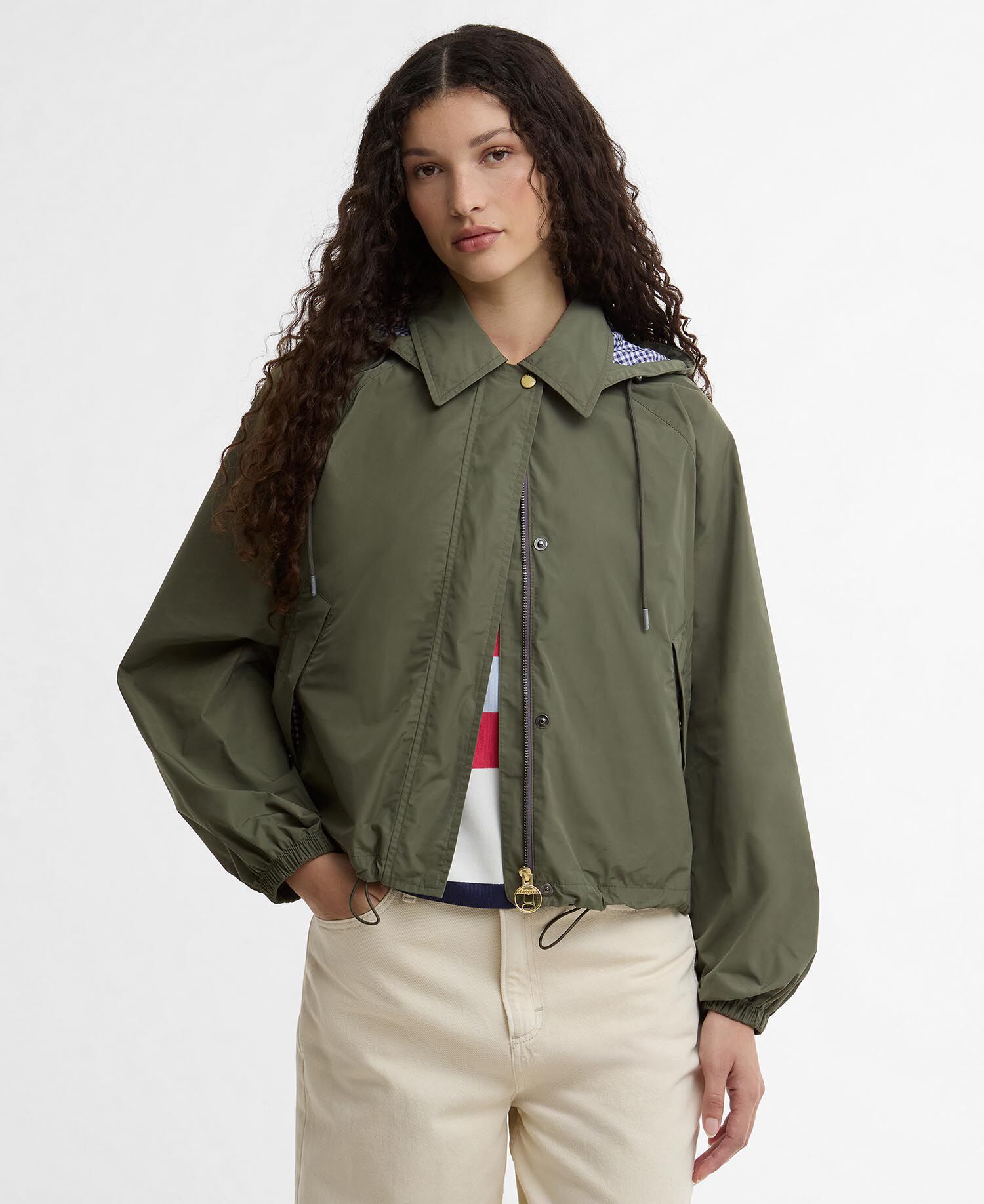 Paul Smith Loves Barbour Broomhill Showerproof Jacket Dusky Khaki/Navy/White Gingham