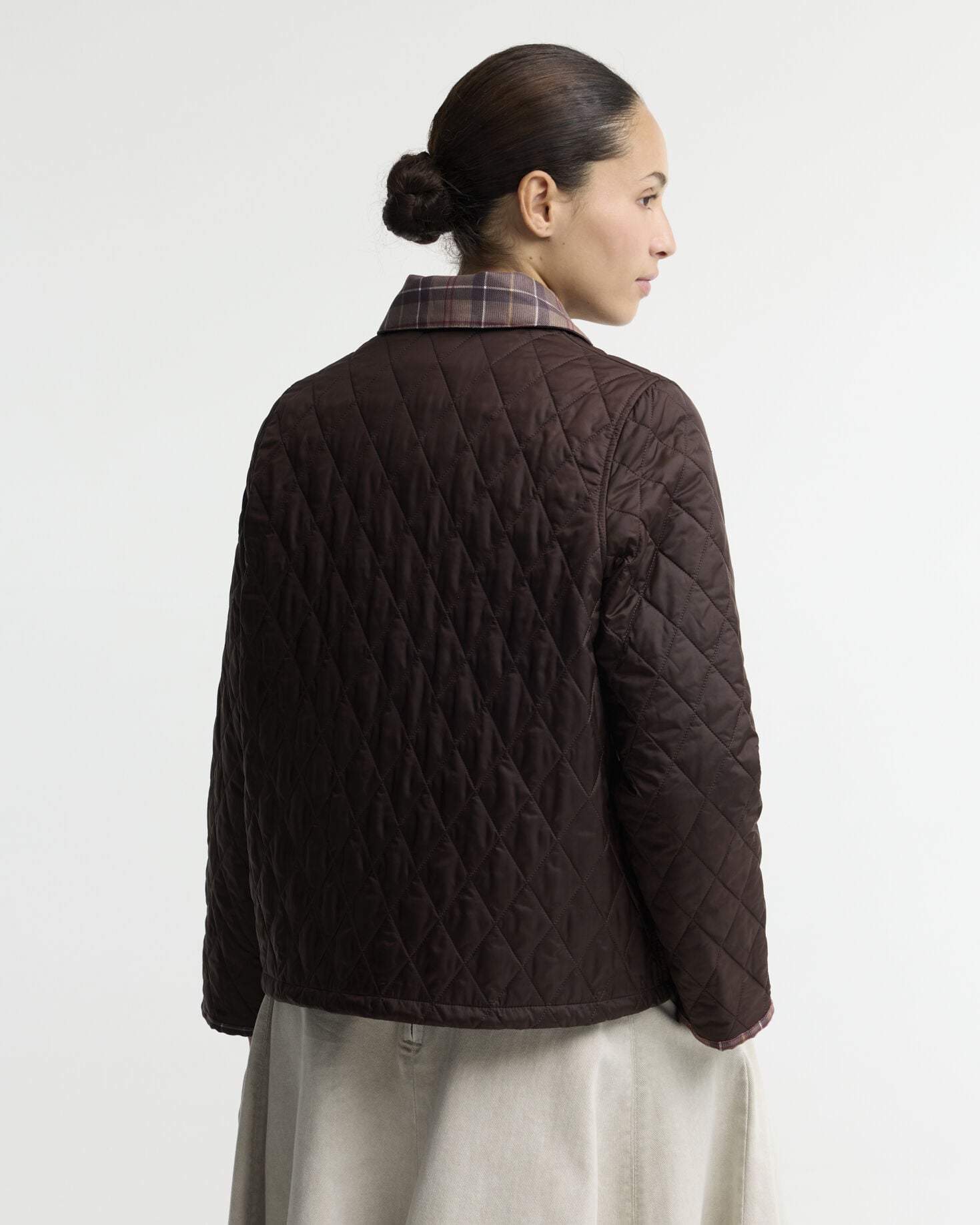 Barbour Steppjacke Icons Tartan Collar Cropped Liddesdale Rustic/Muted