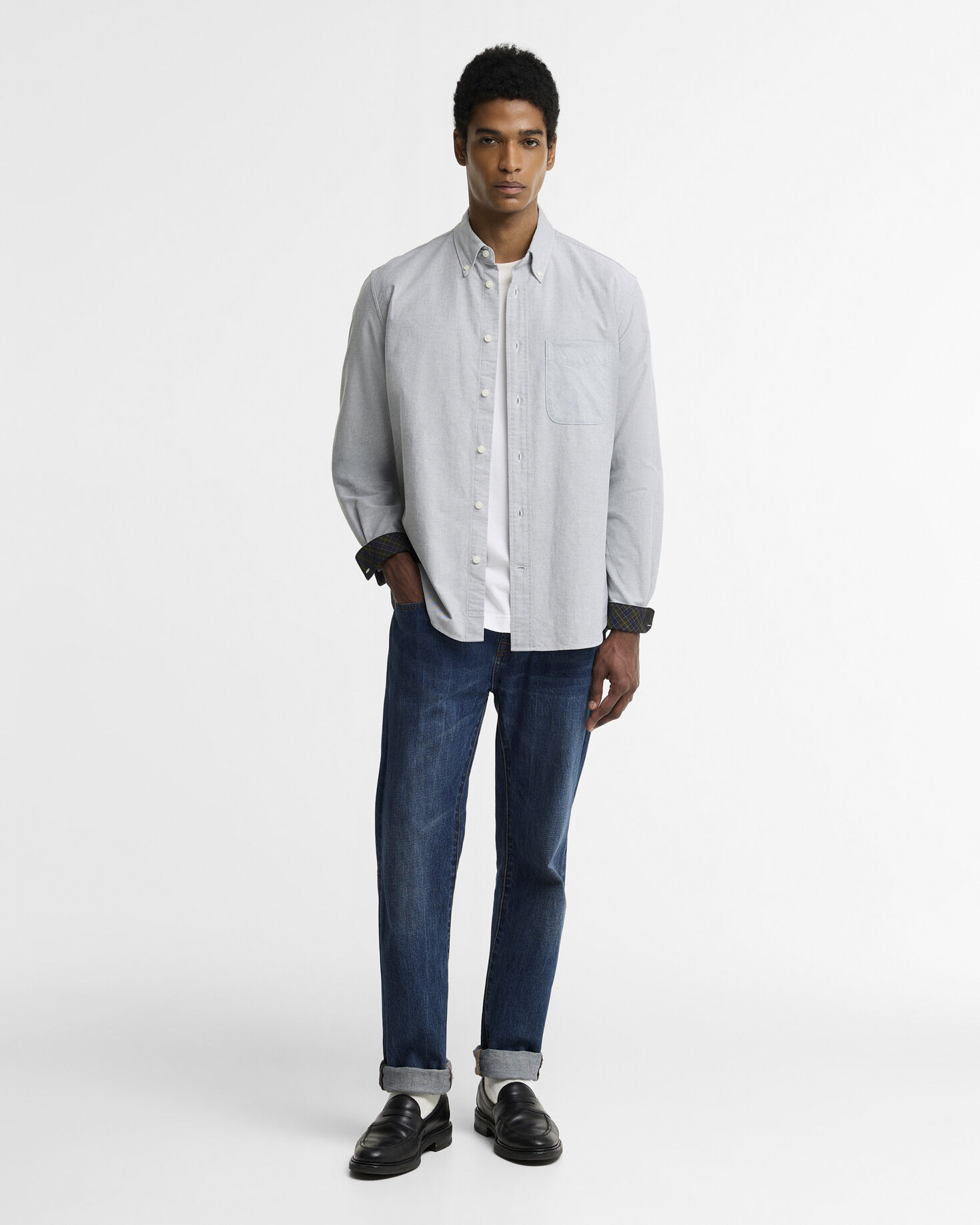 Striped Authentic-Fit Long-Sleeved Shirt Forest