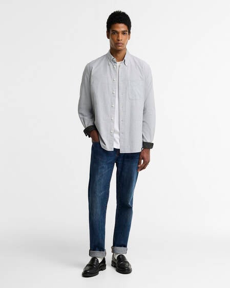 Striped Authentic-Fit Long-Sleeved Shirt Forest